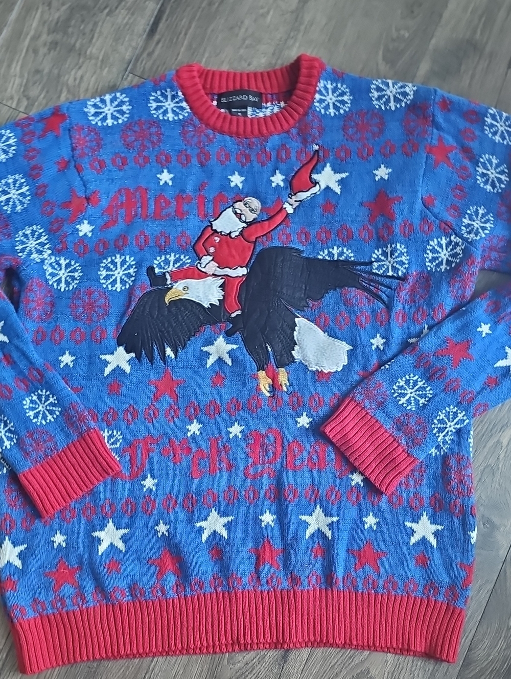 Ugly Sweater Holiday Santa Eagle Small Men Embroidered Party Women